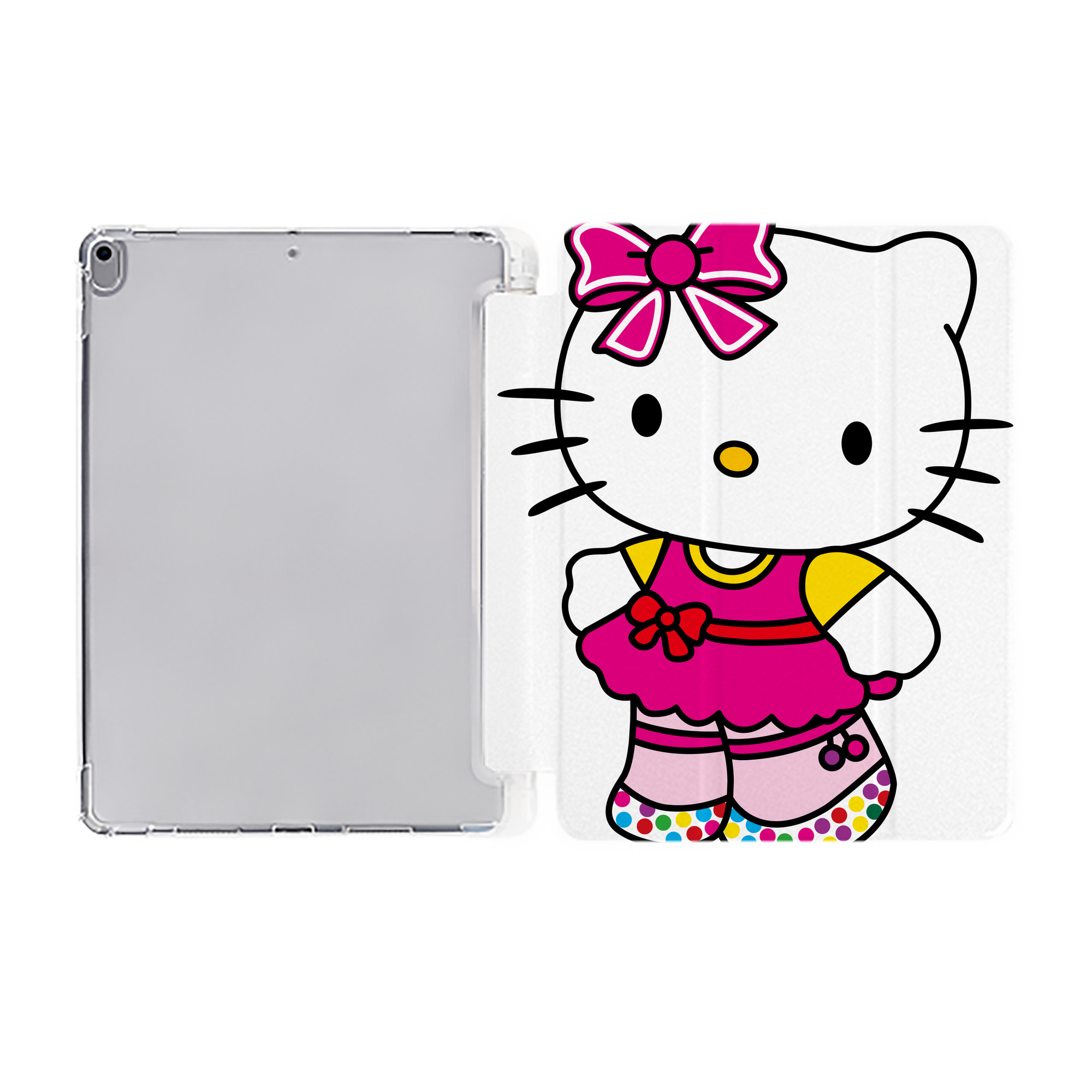 （画像用） Hello Kitty ハローキティ IPad ケース ペン収納付き 三つ折りスタンド PUレザー×シリコン 対応機種9.5/10.5/10.9インチ